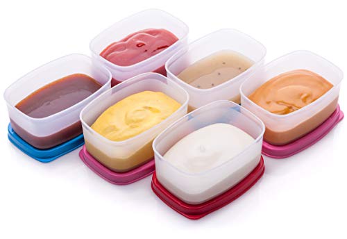 SIGNORA WARE auslaufsichere Frischhaltedosen - Luftdichte, mikrowellengeeignete kleine Aufbewahrungsbox mit Deckel - Mini Camping Plastik Dosen Set für Soßen, Dips und Gewürze (85ml) von SIGNORA WARE