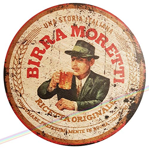 Kreis Holzschilder – Birra Moretti Mancave Vintage Retro Holz Bar Pub Wandschild Durchmesser 19 cm von SIGNS 2 ALL