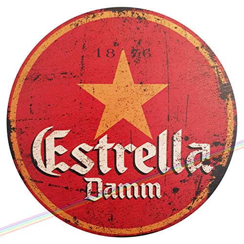 Kreis Holzschilder – ESTRELLA Mancave Vintage Retro Holz Bar Pub Wandschild Durchmesser 19 cm von SIGNS 2 ALL