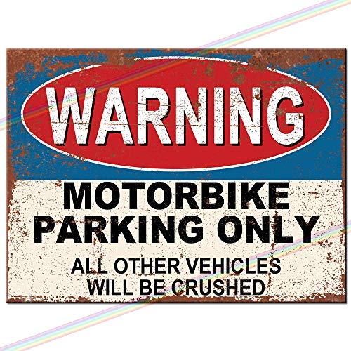 Metal Signs – Motorcycle Parking Only Logo Man Cave, Blechschild zum Aufhängen an der Wand, für Küche, Schuppen, Garage, mittelgroß (20 x 15 cm) von SIGNS 2 ALL