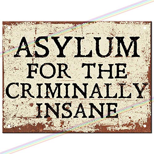 Metallschilder – Asylum Criminally Insane Logo. Man Cave, Blechschild zum Aufhängen, für Küche, Schuppen, Garage, klein (15 x 10 cm) von SIGNS 2 ALL