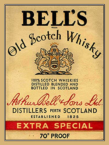 Metallschilder – Bell's Scotch Whiskey Logo Man Cave, Blechschild zum Aufhängen für Küche, Schuppen, Garage, klein (15 x 10 cm) von SIGNS 2 ALL