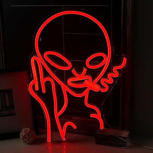 SIGNSHIP Alien Neon Lichter für Wanddekoration, USB Dekorative Led Neon Zeichen Novel Red Alien Neon Zeichen für Zuhause, Kinderzimmer, Bar, Club, Schlafzimmer, Party von SIGNSHIP