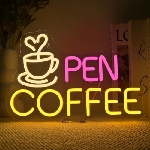 SIGNSHIP Coffee Open Neon Schild, Led Schild Dimmbar für Wanddekoration, Coffee Neon Sign Zeichen Licht Kaffeegeschäft, Leuchtschild Wand Dekor für Coffeeshop,Cub,Restaurant von SIGNSHIP