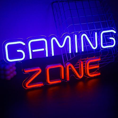 SIGNSHIP Gaming Zone Neon-Schild, bunte LED-Neon-Licht, USB Letter Game Neon-Licht für Spielzimmer, dekorative Worte Wand Neon-Schild für Schlafzimmer Bar Gaming Zimmer Geschenk für Gamer von SIGNSHIP