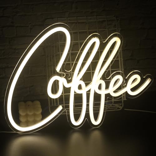SIGNSHIP Coffee Neon Light, Schild Kaffee-Leuchtreklamen LED-Wand-Neonlicht, Brief Warmweiß USB, Einkaufen Küche Wanddekoration Hochzeit Geburtstag aus Kunststoff von SIGNSHIP