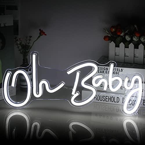 SIGNSHIP Oh Baby Neonlicht Weiße LED Neonschilder USB-betriebene Lichtschilder Buchstabe Baby Neonschild für Wanddekoration Babyzimmer Schlafzimmer Hotelbar Hochzeit Geburtstagsfeier Geschenk von SIGNSHIP