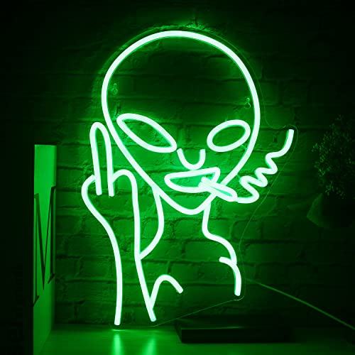 SIGNSHIP Alien Neon Lichter für Wanddekoration, USB dekorative Led Neon Zeichen Novel Green Alien Neon Zeichen für Zuhause, Kinderzimmer, Bar, Club, Schlafzimmer, Party von SIGNSHIP