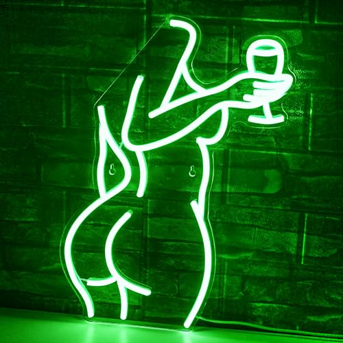 SIGNSHIP Weinglas Neonschild Grüne LED Neon Schilder für Wanddekoration Bier Sign Bar Sign Frauen Körper Neon Lichter USB Power Licht Zeichen für Schlafzimmer Bar Club Store Party Geschenk von SIGNSHIP