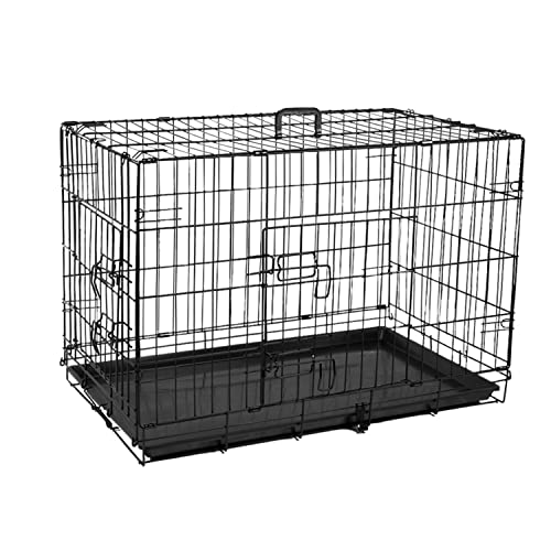 Hundekäfig 60 x 43 x 48 cm klappbar Transportkäfig mit 2 Türen Metall Transportkäfig Auto Hundebox Tierkäfig mit Bodenschale Tiertransportbox Gitterbox von Signzworld