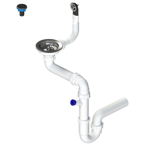 Oks 223A Siphon 3,5", 1 Becken, korkfrei, herausnehmbarer Filter, für Granit- und Kompositspülen, mit rundem Überlauf, platzsparender Siphon, für Geschirrspüler, PVC/Stahl, weiß/silber Oks 223A Siphon 3,5", 1 Becken, korkfrei, herausnehmbarer Filter, für Granit- und Kompositspülen, mit rundem Überlauf, platzsparender Siphon, für Geschirrspüler, PVC/Stahl, weiß/silber von SIGO
