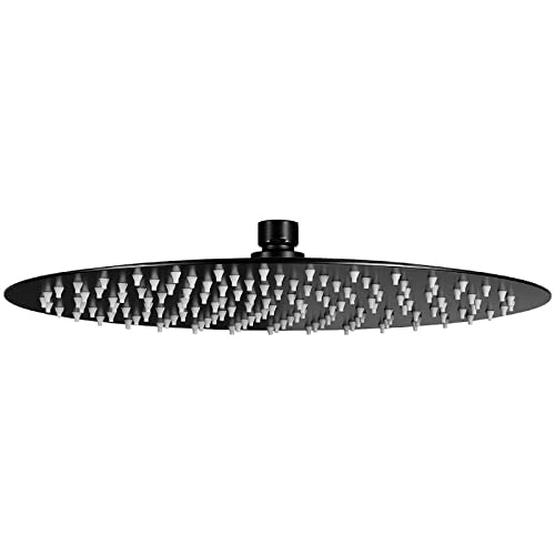 Rondo Slim - Kopfbrause, rund, Regenbrause, Edelstahl (300 mm, schwarz) von SIGO