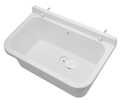 SIGO Gewerbespüle mit Große Kammer, Großraumspüle, Waschbecken, Industriespüle für Garage, Waschküche, Werkstatt, Spüle, Siphon, Montageset, Witterungsbeständig, Einkammerspüle (55X34X21 cm, Weiß) SIGO Gewerbespüle mit Große Kammer, Großraumspüle, Waschbecken, Industriespüle für Garage, Waschküche, Werkstatt, Spüle, Siphon, Montageset, Witterungsbeständig, Einkammerspüle (55X34X21 cm, Weiß) von SIGO