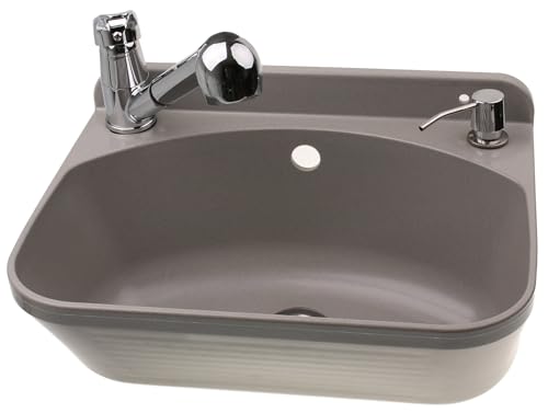 SIGO Waschbecken Waschküche Ausgussbecken Weiß + Wasserhahn mit ausziehbarem Schlauch, Seifenspender Wasserhahn Set mit Schrauben und Dübeln Waschbecken 61x44x23 cm Garage Garten Bad Haushalt Keller SIGO Waschbecken Waschküche Ausgussbecken Weiß + Wasserhahn mit ausziehbarem Schlauch, Seifenspender Wasserhahn Set mit Schrauben und Dübeln Waschbecken 61x44x23 cm Garage Garten Bad Haushalt Keller von SIGO