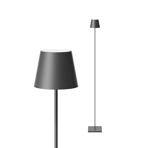 SIGOR Nuindie Stehleuchte - Dimmbare LED Akku-Stehlampe Indoor & Outdoor, IP54 spritzwassergeschützt, Höhe 120 cm, aufladbar mit Easy Connect, 12 h Leuchtdauer, graphitgrau von SIGOR