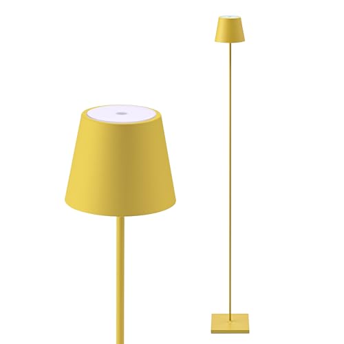 SIGOR Nuindie - Dimmbare LED Akku-Stehlampe Indoor & Outdoor, wiederaufladbar, 24h Leuchtdauer, gelb von SIGOR