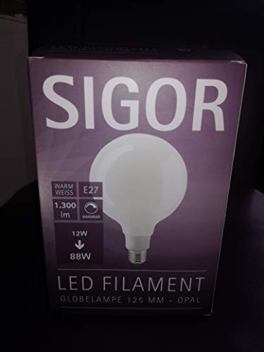 Sigor LED-Filament Globe E27 12W opal 125mm von SIGOR