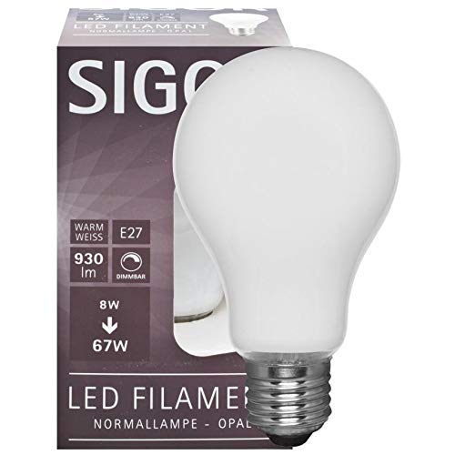 SIGOR Filament-LED-Lampe, AGL-Form, Opal, E27/230V (9019601033) von SIGOR