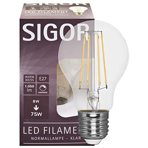 SIGOR Filament-LED-Lampe, AGL-Form, klar, E27/230V (9019600122) von SIGOR