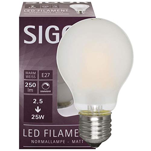 SIGOR Filament-LED-Lampe, AGL-Form, matt, E27/230V (9019601197) von SIGOR