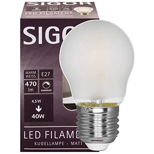 SIGOR Filament-LED-Lampe, Tropfen-Form, matt, E27/230V/4W, 470 lm (9019605164) von SIGOR