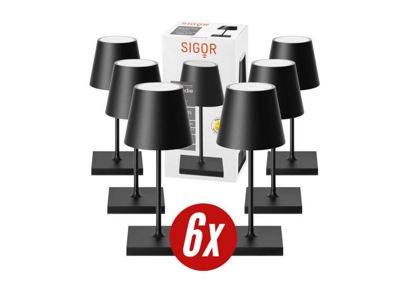 SIGOR LED Tischleuchte 6x Nuindie mini USB-C 250mm nachtschwarz, Dimmbar, 1 LED Platine, 2.700 K / 2.200 K von SIGOR