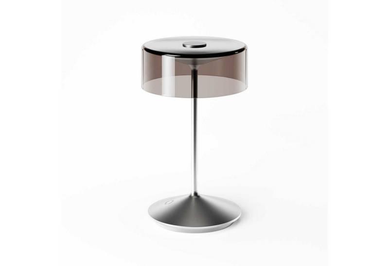 SIGOR LED Tischleuchte Stilvolle Akku-Tischampe mit Glasschirm, LED fest integriert, Warmweiß, Extra Warmweiß, kabellose Tischleuchte, 26,5x16x16 cm von SIGOR