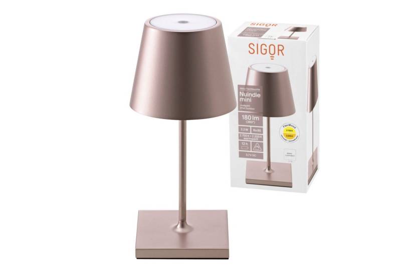 SIGOR LED Tischleuchte Tischleuchte NUINDIE Mini Rosegold, Dimmbar, 1 LED Platine, 2700 von SIGOR