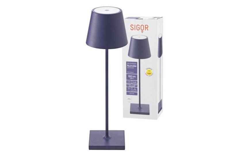 SIGOR LED Tischleuchte Tischleuchte NUINDIE Pflaumenblau, Dimmbar, 1 LED Platine, 2700 Kelvin von SIGOR