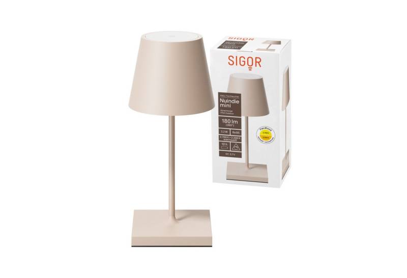 SIGOR LED Tischleuchte stilvolle Akku-Tischlampe Nuindie Mini, LED fest integriert, Warmweiß, Extra-Warmweiß, elegante, kabellose Schreibtischlampe von SIGOR