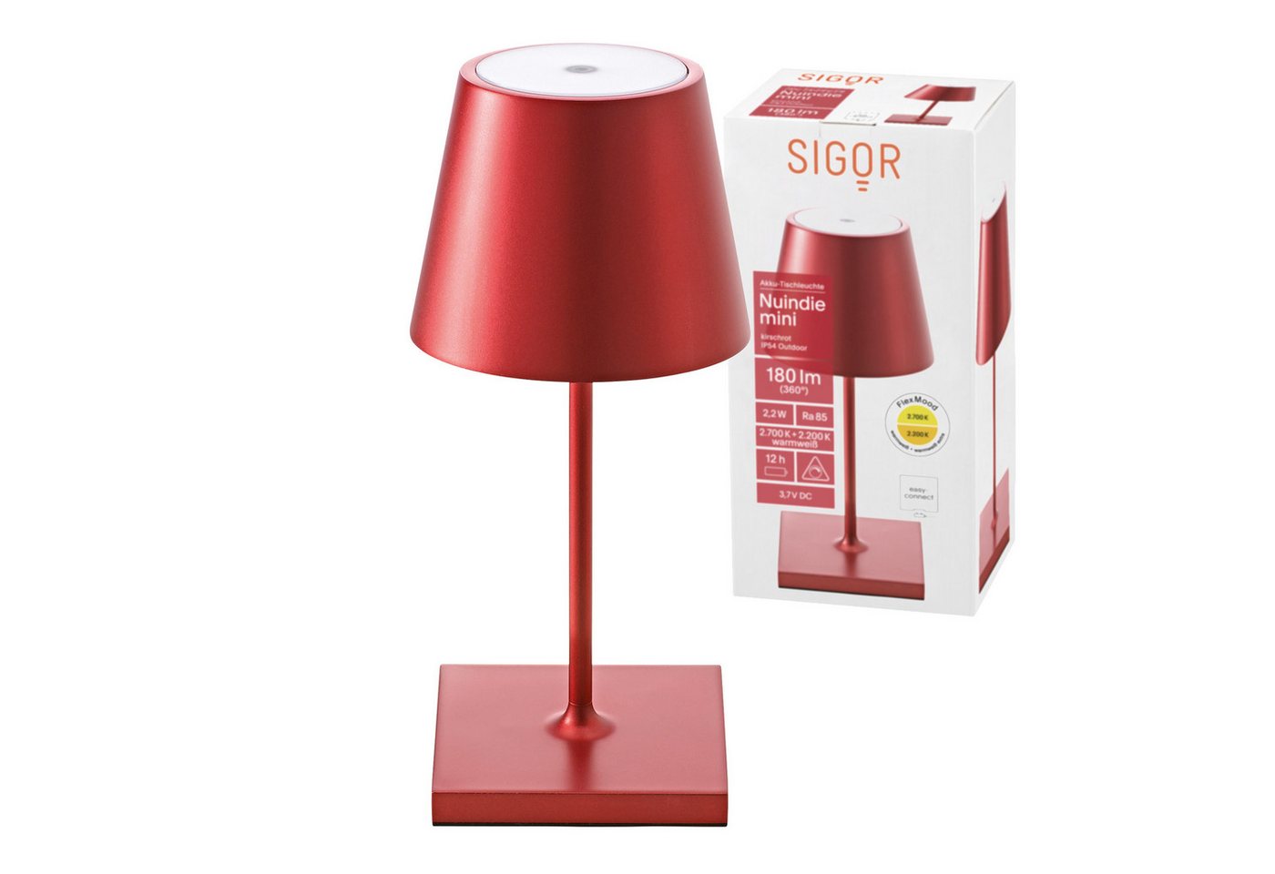 SIGOR LED Tischleuchte stilvolle Akku-Tischlampe Nuindie Mini, LED fest integriert, Warmweiß, Extra-Warmweiß, elegante, kabellose Schreibtischlampe, 25x10x10 cm von SIGOR