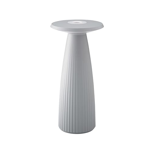 SIGOR Nuflair - Dimmbare LED Akku-Tischlampe mit integrierter Blumenvase Indoor & Outdoor, IP54 spritzwassergeschützt, Höhe 24 cm, aufladbar mit easy-connect puk, 12 h Leuchtdauer, nebelgrau von SIGOR