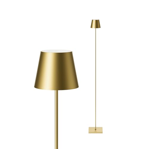 SIGOR Nuindie Stehleuchte - Dimmbare LED Akku-Stehlampe Indoor & Outdoor, IP54 spritzwassergeschützt, Höhe 120 cm, aufladbar mit easy-connect, 12 h Leuchtdauer, goldfarben von SIGOR