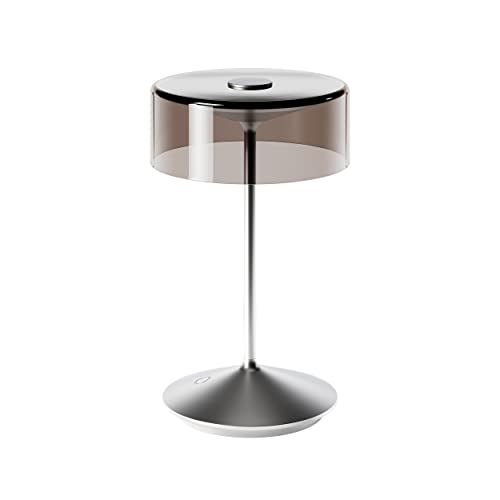 SIGOR Numotion - Dimmbare LED Akku-Tischleuchte Indoor & Outdoor, IP54 spritzwassergeschützt, Höhe 26,5 cm, aufladbar mit Easy Connect, 12 h Leuchtdauer, silberfarben von SIGOR
