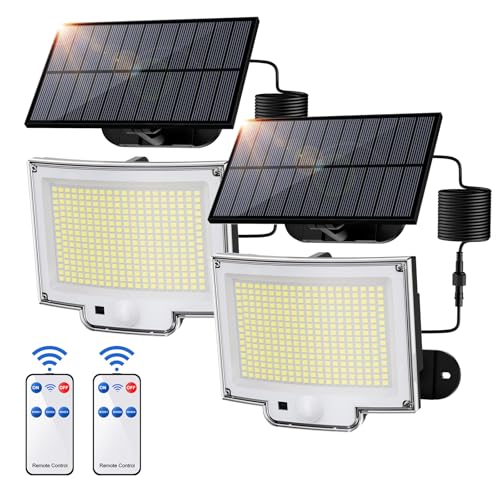 SIGRILL Solarlampen für Außen mit Bewegungsmelder, 318LED Solarleuchte Aussen mit 3 Modi, 5M Kabel, Solar Strahler IP65 Wasserdichte Solar Wandleuchte, Superhelle Solarleuchte für Außen, Garage von SIGRILL