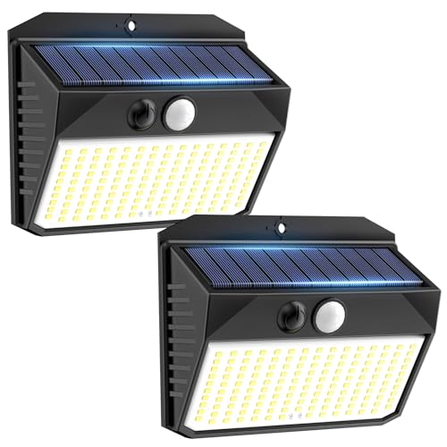 SIGRILL Solarlampen für Außen mit Bewegungsmelder 2 Stück Solarleuchten für Außen 150LED Solar Aussenleuchte 3 Modi Solar Wandleuchte Aussen IP65 Solarlicht Solarlampe für Garten, Stufen, Garage von SIGRILL