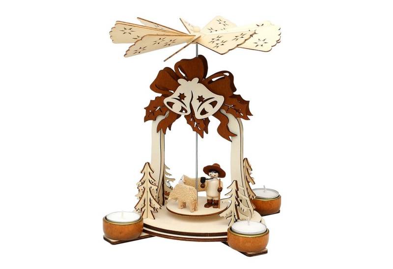 SIGRO Weihnachtspyramide Holz Teelichtpyramide, Holzpyramide für 4 Teelichter von SIGRO