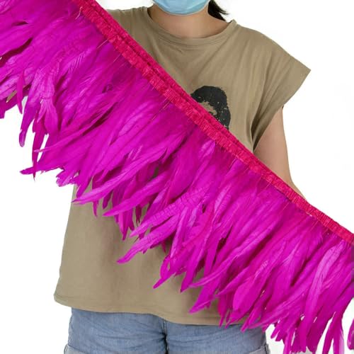 25–30 cm orangefarbener Hahn Fasan Schwanz Federn Besatz Fransen für Handwerk Karneval Party Kleidung Kostüm Feder Band Dekoration 10 m von SIHAOYY