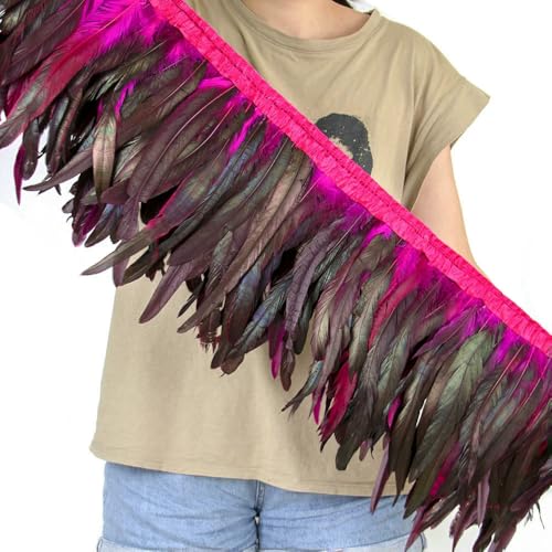 25–30 cm orangefarbener Hahn Fasan Schwanz Federn Besatz Fransen für Handwerk Karneval Party Kleidung Kostüm Feder Band Dekoration 10 m von SIHAOYY