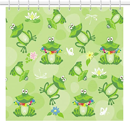 Duschvorhang 120x180 cm Frosch, aus Stoff Polyester Waschbar Anti Schimmel Shower Curtains, Duschvorhänge Curtains mit Haken von SIHATE