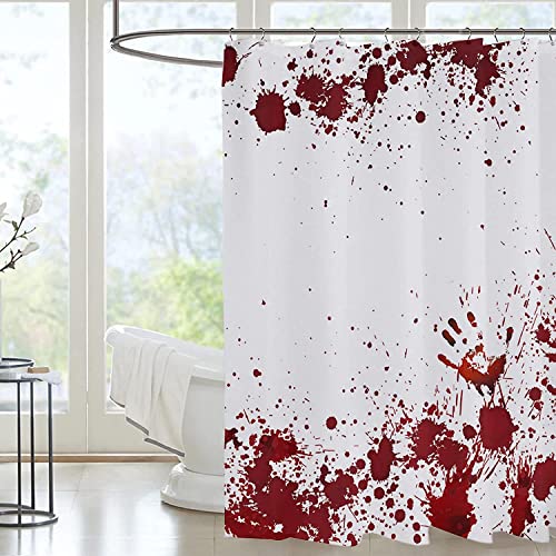 Duschvorhang 180x180 cm Blut, aus Stoff Polyester Waschbar Anti Schimmel Shower Curtains, Duschvorhänge Curtains mit 12 Haken von SIHATE