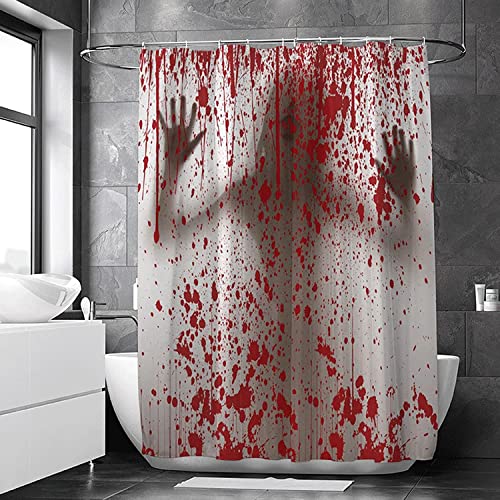 Duschvorhang 180x180 cm Figur Blut, aus Stoff Polyester Waschbar Anti Schimmel Shower Curtains, Duschvorhänge Curtains mit 12 Haken von SIHATE