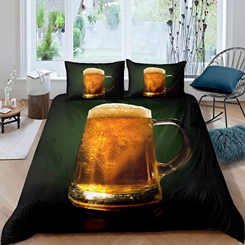 SIHATE Bettwäsche 135x200 Bier Weiche Mikrofaser 3D Bettbezug Set Kreativ Bettbezüge und 2 Kissenbezug 80x80 cm mit Reißverschluss von SIHATE