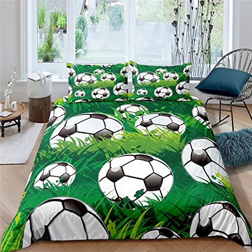 SIHATE Bettwäsche 140x200 cm Fußball Weiche Mikrofaser Bettbezug Set Thema Sport Bettbezüge und 2 Kissenbezug 80x80 cm mit Reißverschluss von SIHATE