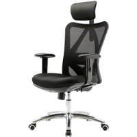 SIHOO Bürostuhl Schreibtischstuhl, ergonomisch, verstellbare Lordosenstütze, 150kg belastbar ohne Fußstütze schwarz - black von SIHOO