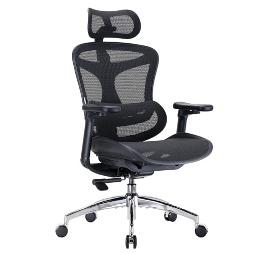 SIHOO Doro C300 Ergonomischer Bürostuhl mit ultraweichen 3D-Armlehnen, dynamischer Lordosenstütze für den Homeoffice-Stuhl, Verstellbarer Rückenlehne (Schwarz) von SIHOO