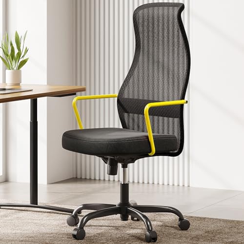 SIHOO M101C Ergonomischer Bürostuhl - Bürostuhl mit zweifachem S-förmigem Rückenlehnen-Design, großer und hoher Bürostuhl, Sitzkissen mit hoher Widerstandsfähigkeit, Computertischstuhl (Gelb) von SIHOO