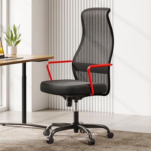 SIHOO M101C Ergonomischer Bürostuhl - Bürostuhl mit zweifachem S-förmigem Rückenlehnen-Design, großer und hoher Bürostuhl, Sitzkissen mit hoher Widerstandsfähigkeit, Computertischstuhl (Rot) von SIHOO