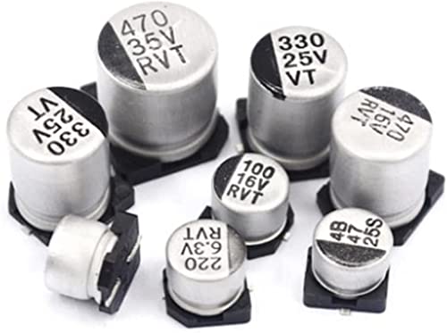 Kondensator-Kit 20 Stück Aluminium-Elektrolytkondensatoren 6,3 V 10 V 16 V 25 V 35 V 50 V 100 V 10 UF 22 UF 33 UF 47 UF 100 UF 220 UF 330 UF 470 UF 6,3 x 5,4 6,3 x 7,7 mm Kondensatoren (Größe(Size:50V von SIHUIEZPI