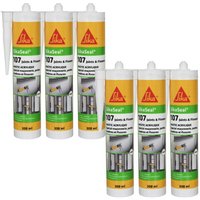 Sika - 6er-Set seal 107 Acryl-Dichtstoffe Fuge und Riss - Weiss - 300ml - Blanc von SIKA